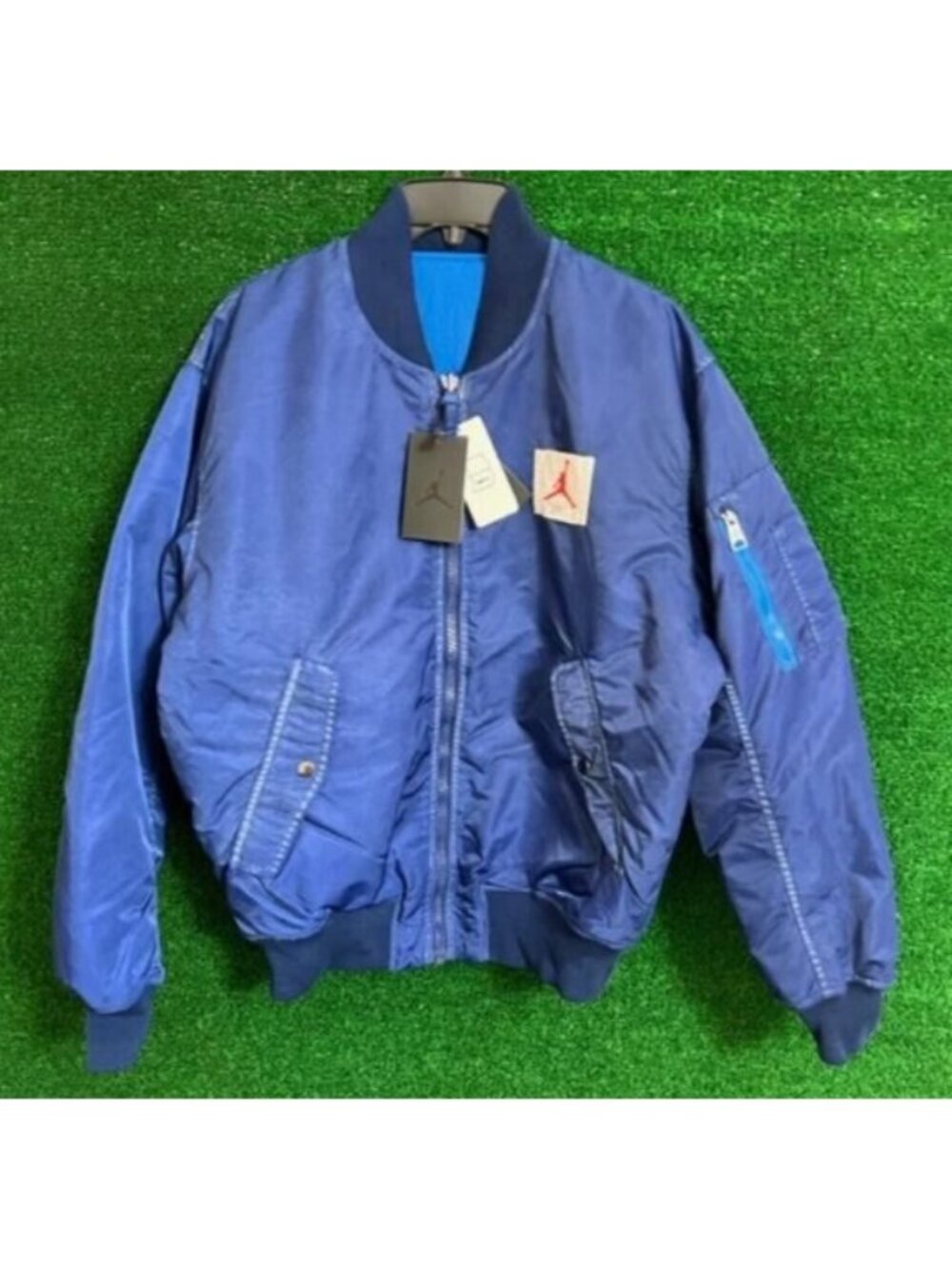 Men Air Jordan MA-1 Reversible Bomber Jacket Blue Sweater CV2242-492 Size M